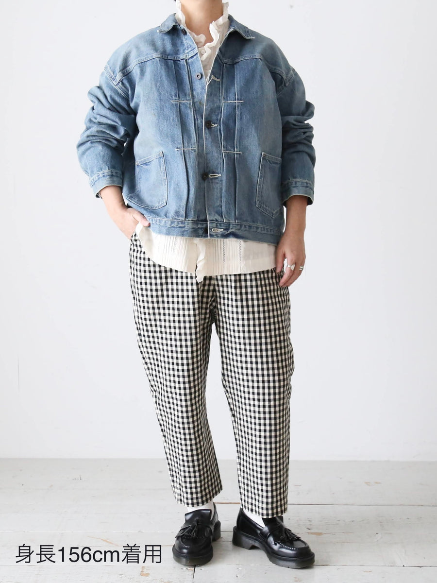 R&D.M.Co- ギンガムチェックサルエルテーパードパンツ [7609