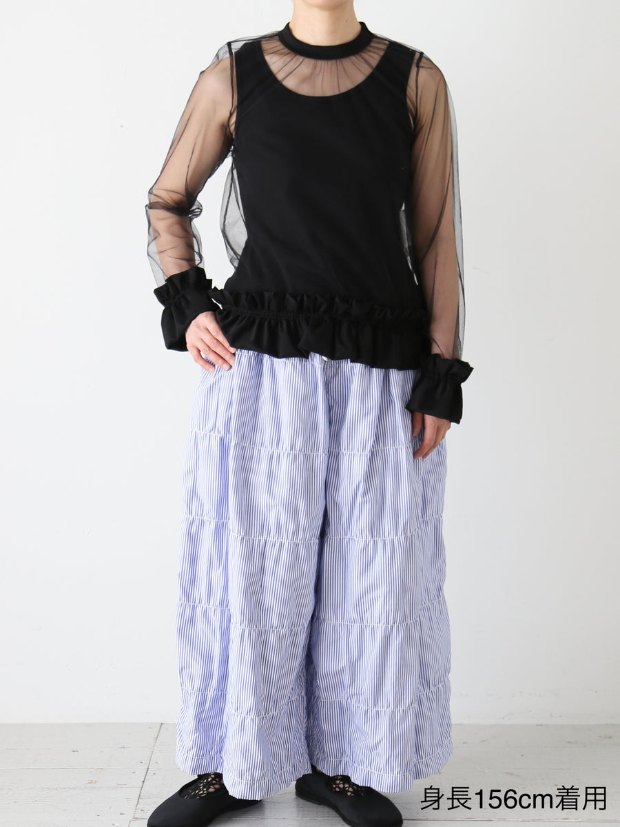 noir kei ninomiya ナイロンチュール×綿ポンチ シャツ レイヤード – CREER