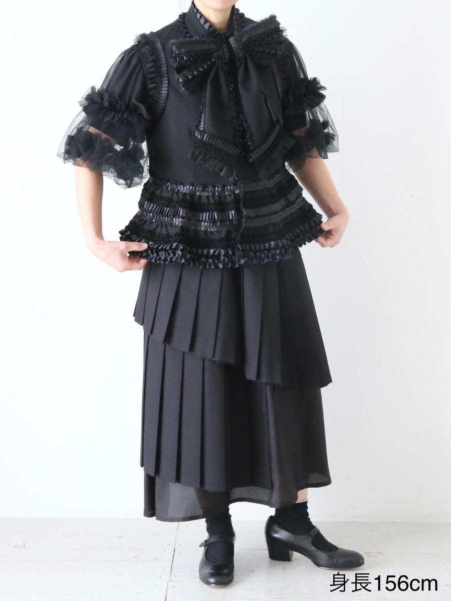 noir kei ninomiya ウール エステル ギャバジン スカート 螺旋プリーツ