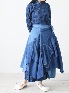 tao 綿リネンクロスMIX 藍染スカート [TM-S002-051]
