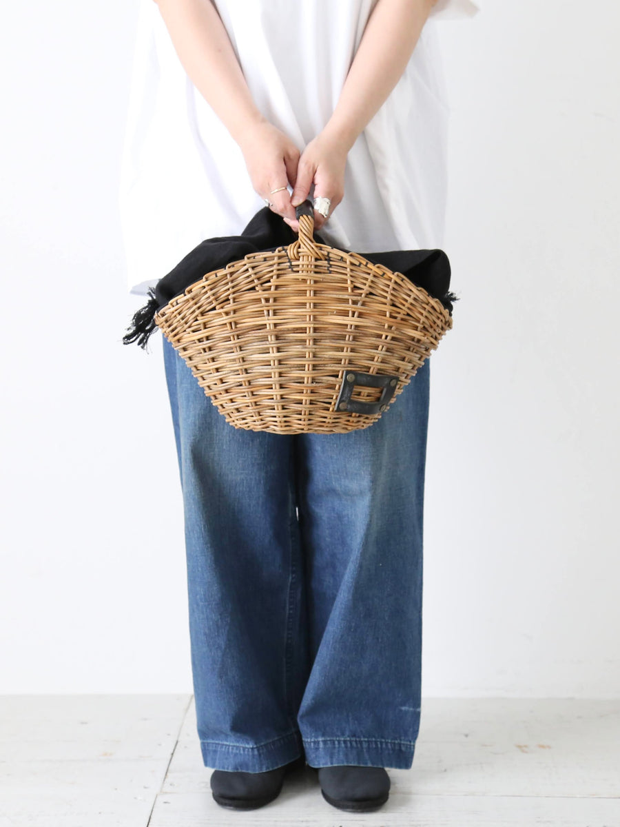 新品　ebagos　コーンМバスケット　バスケット　カゴ　エバゴス ebagos オーバルコーン バスケット 楕円底 レザー持ち手 2色 – CREER