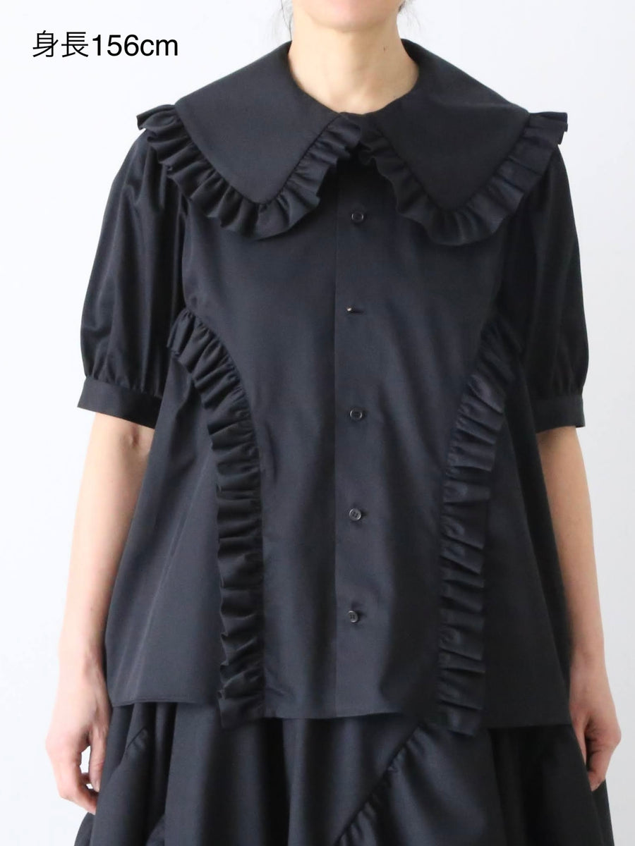希少 noir kei ninomiya 半袖ブラウス 丸襟 パフスリーブ noir kei ninomiya 綿ブロード ブラウス 半袖 丸襟 フリル – CREER