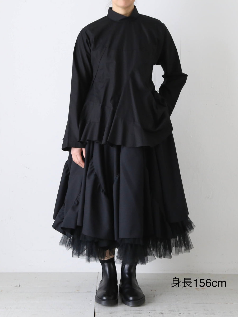 noir kei ninomiya ウールトロ×ナイロンチュール スカート 星柄
