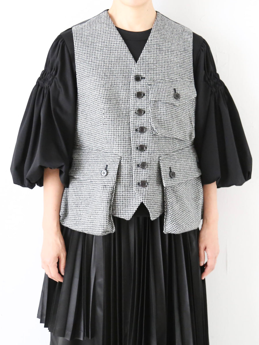 最終価格noir kei ninomiya グレンチェックウールジレベスト noir kei ninomiya 千鳥柄ウールツイードベスト [3P-V013-051