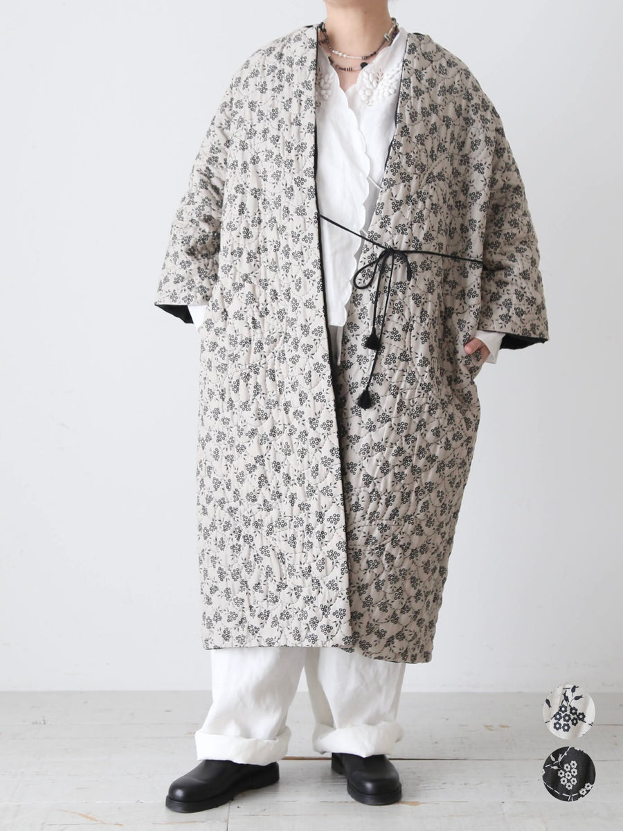 TOWAVASE フレンチコモン ローブ リネン 薄キルティング 小紋柄 – CREER