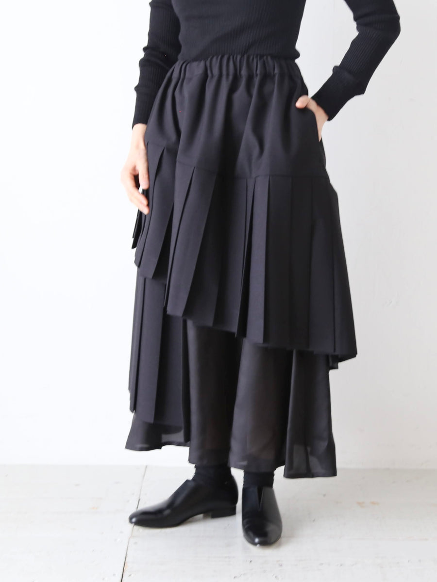 noir kei ninomiya プリーツスカート noir kei ninomiya ウール エステル ギャバジン スカート 螺旋プリーツ