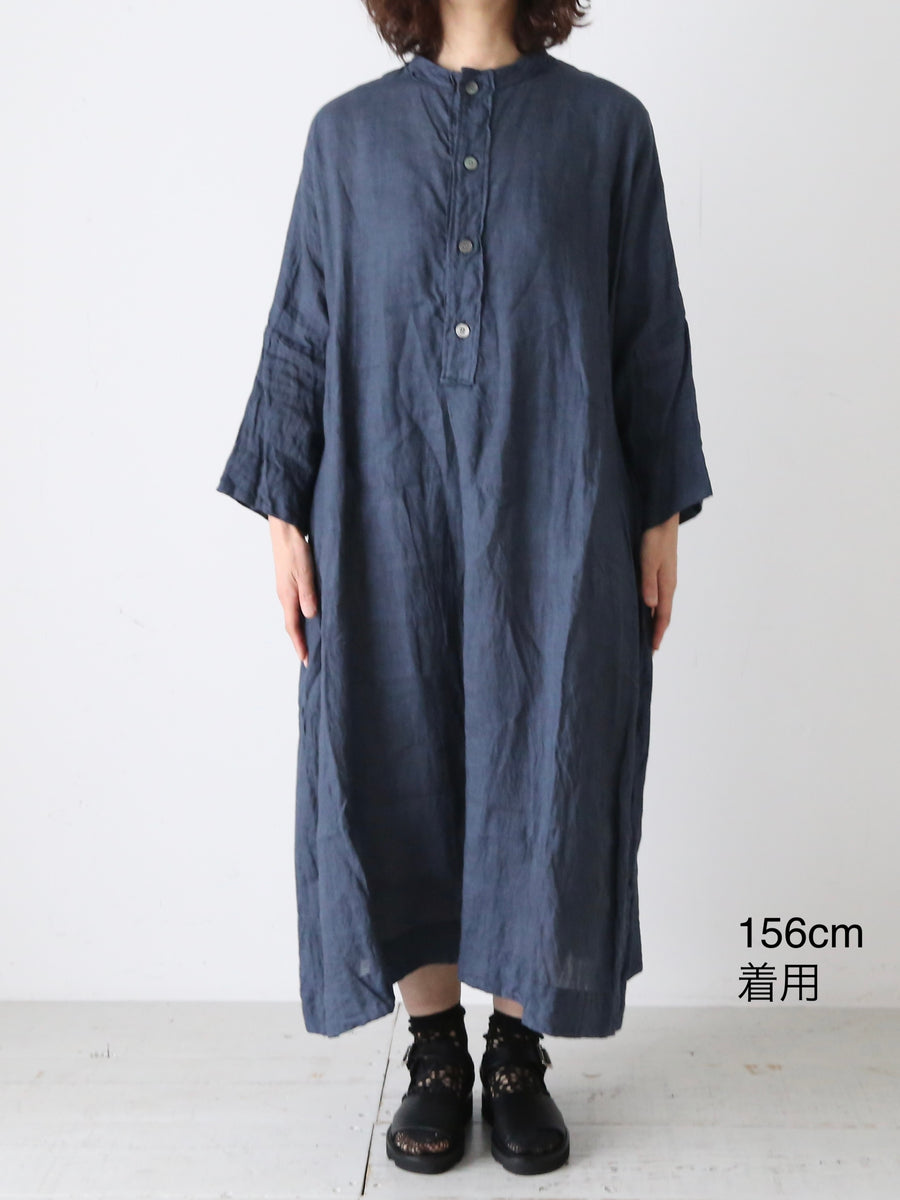美品 Veritecoeur リネン100 ヘンリーネックチュニック Veritecoeur 墨染めリネンヘンリーネックワンピース [VC-2841] – CREER