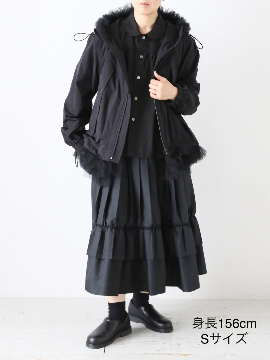noir kei ninomiya エステルタイプライター×ナイロンチュールブラウス