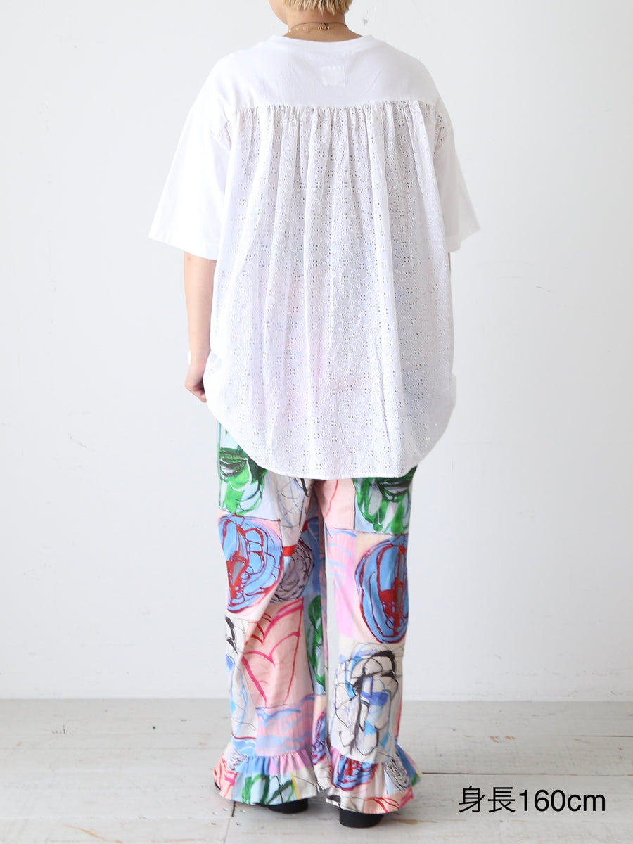 TOUJOURS コンビネーションTシャツ コットンレース ホワイト 長袖 – CREER