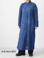画像をギャラリービューアに読み込む, tao リネンキュプラチェック藍染ドレス [TM-O011-051]
