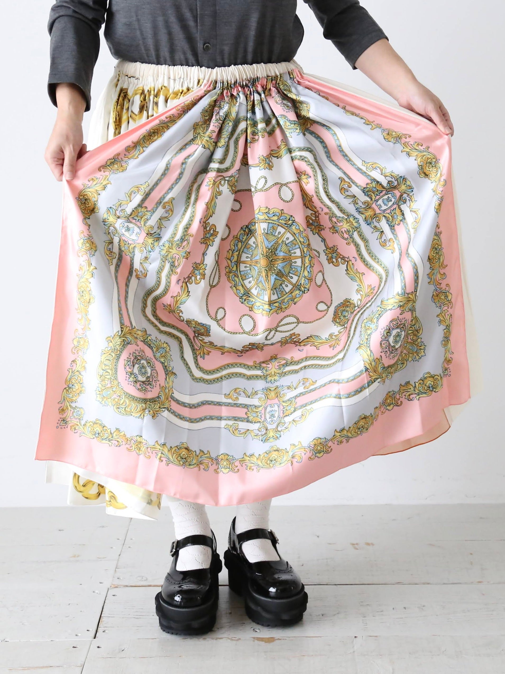 tao エステルスカーフ柄プリントMIXスカートB柄 [TP-S016-051-B]