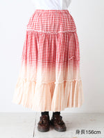 画像をギャラリービューアに読み込む, tao 綿ギンガムチェック 製品ブリーチ加工スカート [TQ-S021-051]
