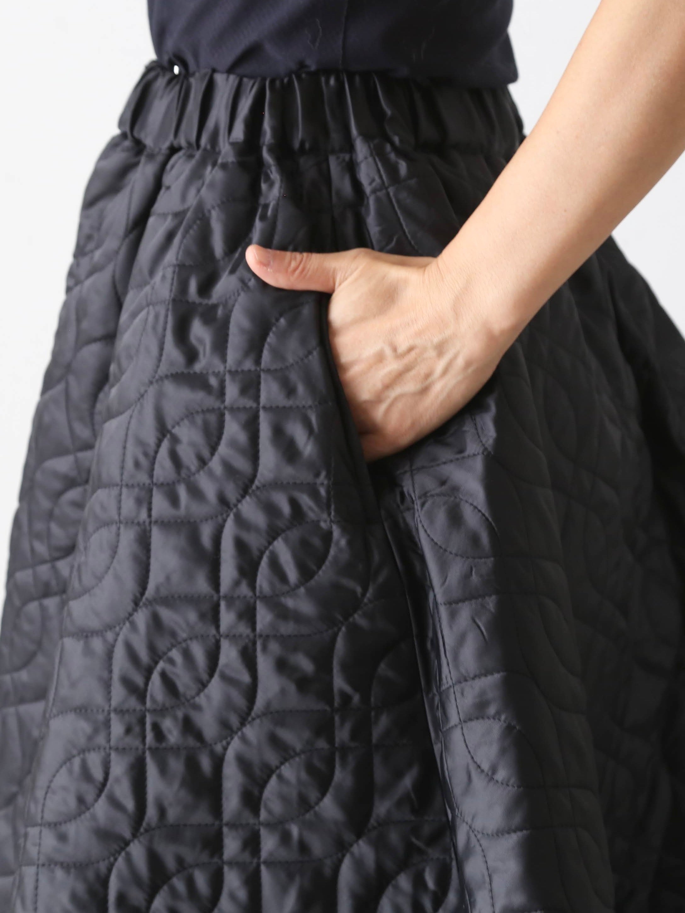 noir kei ninomiya エステルツイルキルトスカート [3P-S021-051]