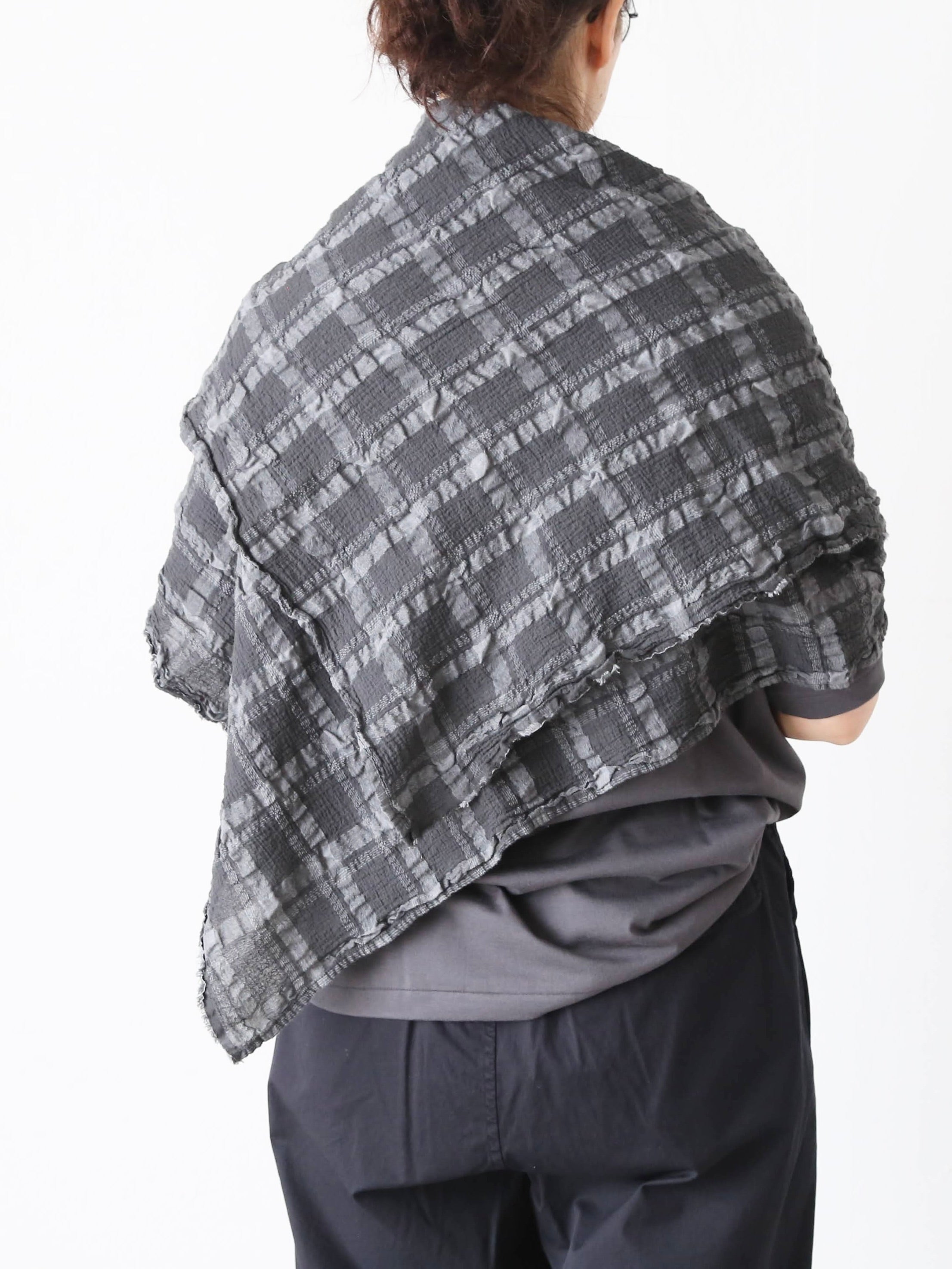 Veritecoeur チェックストール コットン リネン 大判 製品染め 2色 – CREER