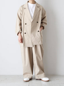24AW TOUJOURS トゥジュー　ダブルブレストサックジャケット 白 TOUJOURS ダブルブレステッド サックジャケット ガーメントダイ 軽量 2