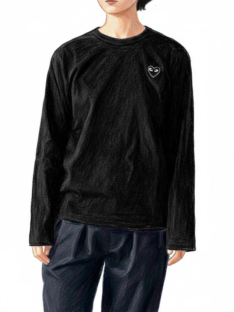 PLAY COMME des GARCONS ロングスリーブTシャツ(ブラック×ブラック) [AX-T120-051]