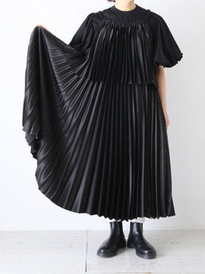 noir kei ninomiya エステルサテン ワンピース ティアード ブラック