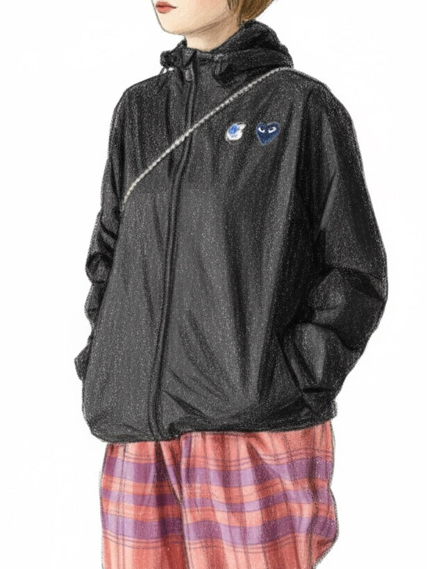 PLAY COMME des GARCONS K-WAY ジップアップフーディー(ブラック×ブラックエンブレム) [AZ-J507-051] (コピー)