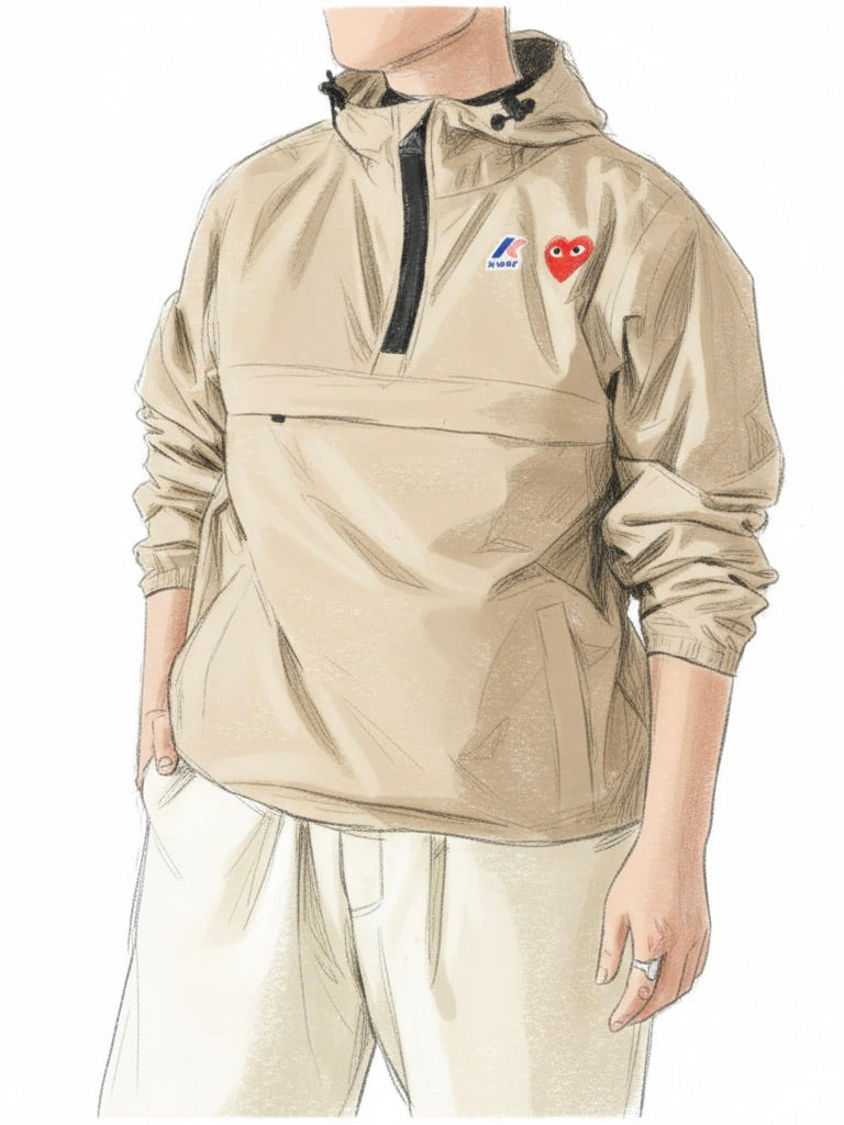 PLAY COMME des GARCONS K-WAY フーディーハーフジップ [AZ-J502-051]