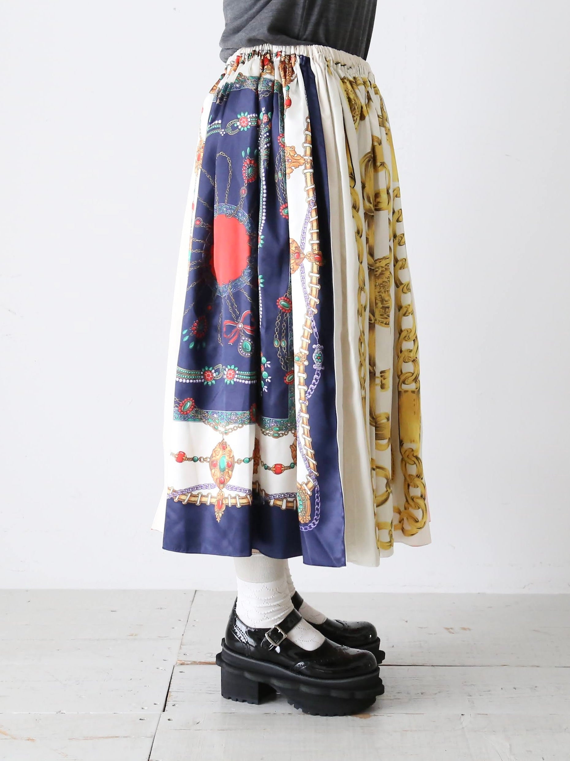 tao エステルスカーフ柄プリントMIXスカートB柄 [TP-S016-051-B]