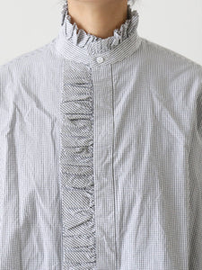 美品 定価57200円 2024AW トゥジュー TOUJOURS バンドカラービショップスリーブラッフルシャツ 2 チョークホワイト【2400014346732】 TOUJOURS バンドカラー ビショップスリーブ ラッフルシャツ