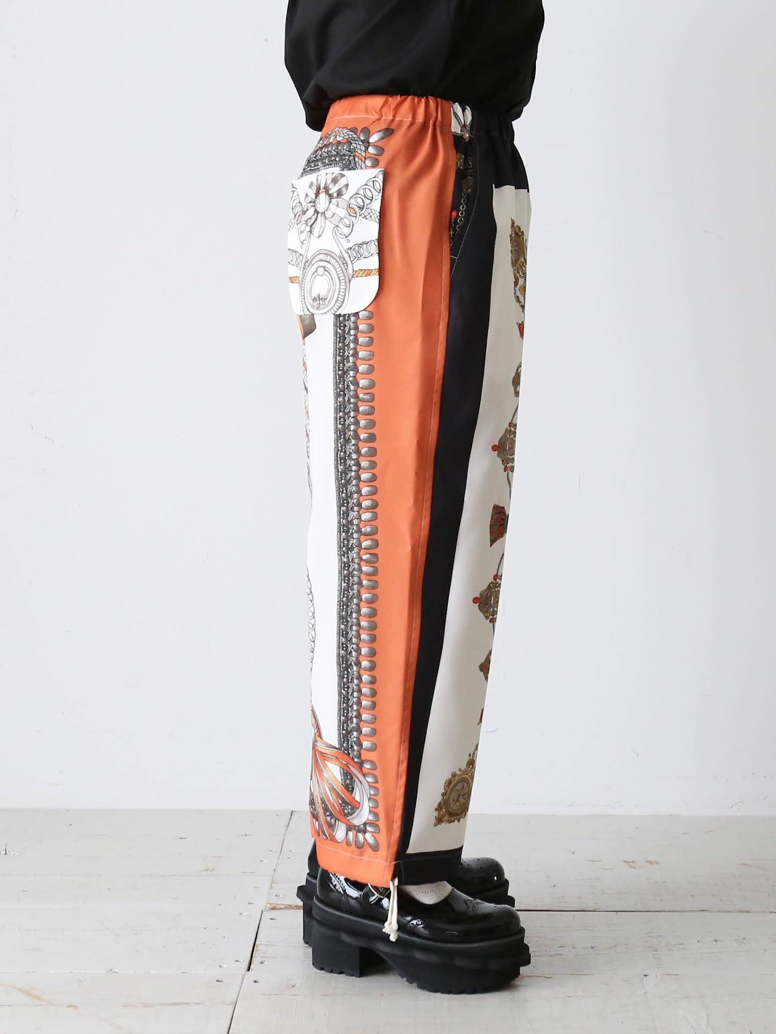 tao エステルスカーフ柄プリントMIXパンツ A柄 [TP-P006-051-A]