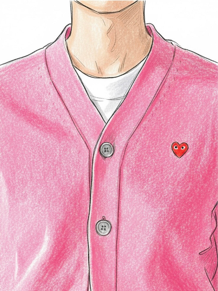 PLAY COMME des GARCONS Vネックカーディガン(スモールレッドハート) [AX-N080-051]