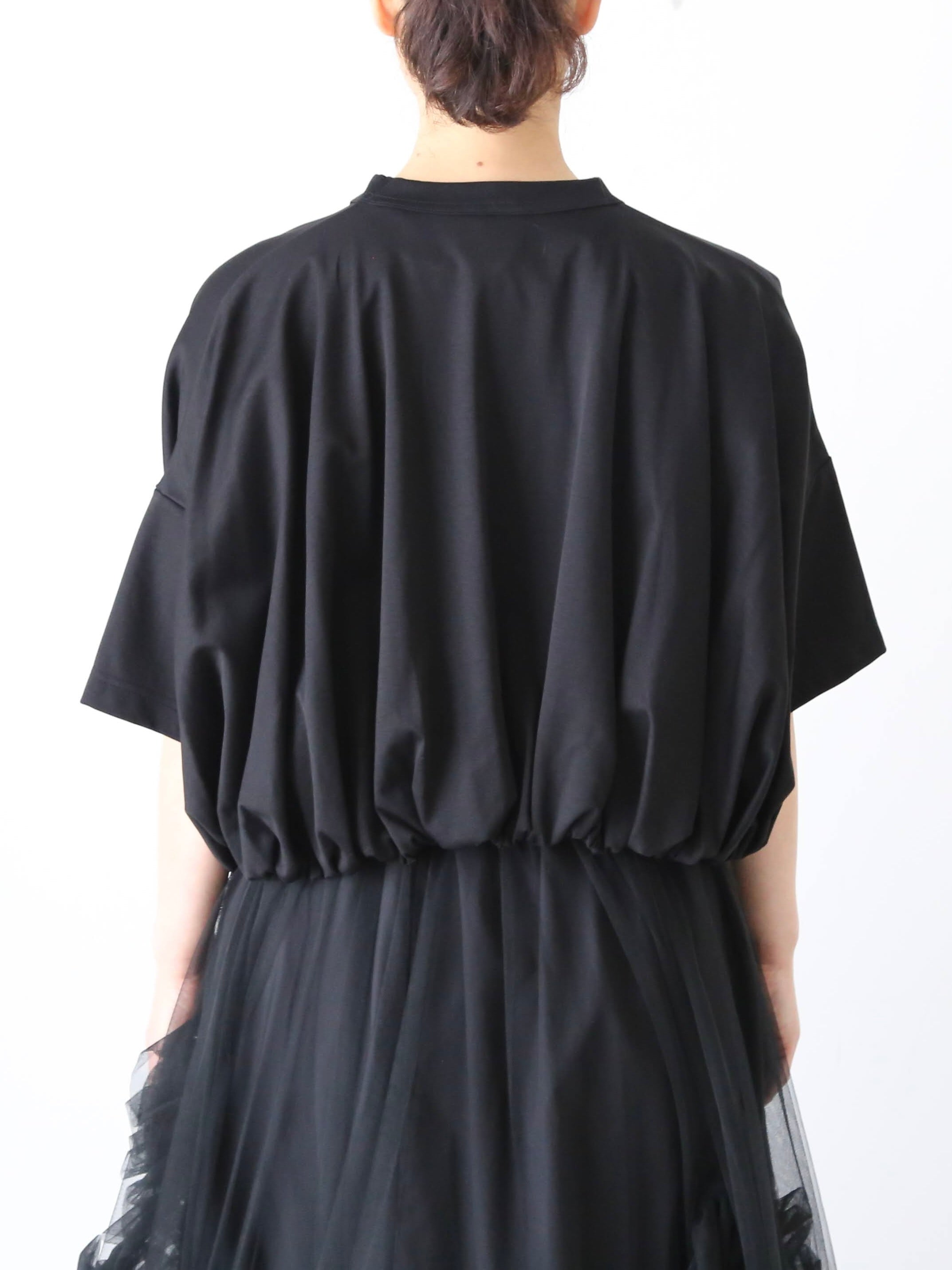 Noir kei Ninomiya コムデギャルソン　Tシャツ Comme Des Garcons Noir Kei Ninomiya Tulle Belt Ruched Tee Shirt