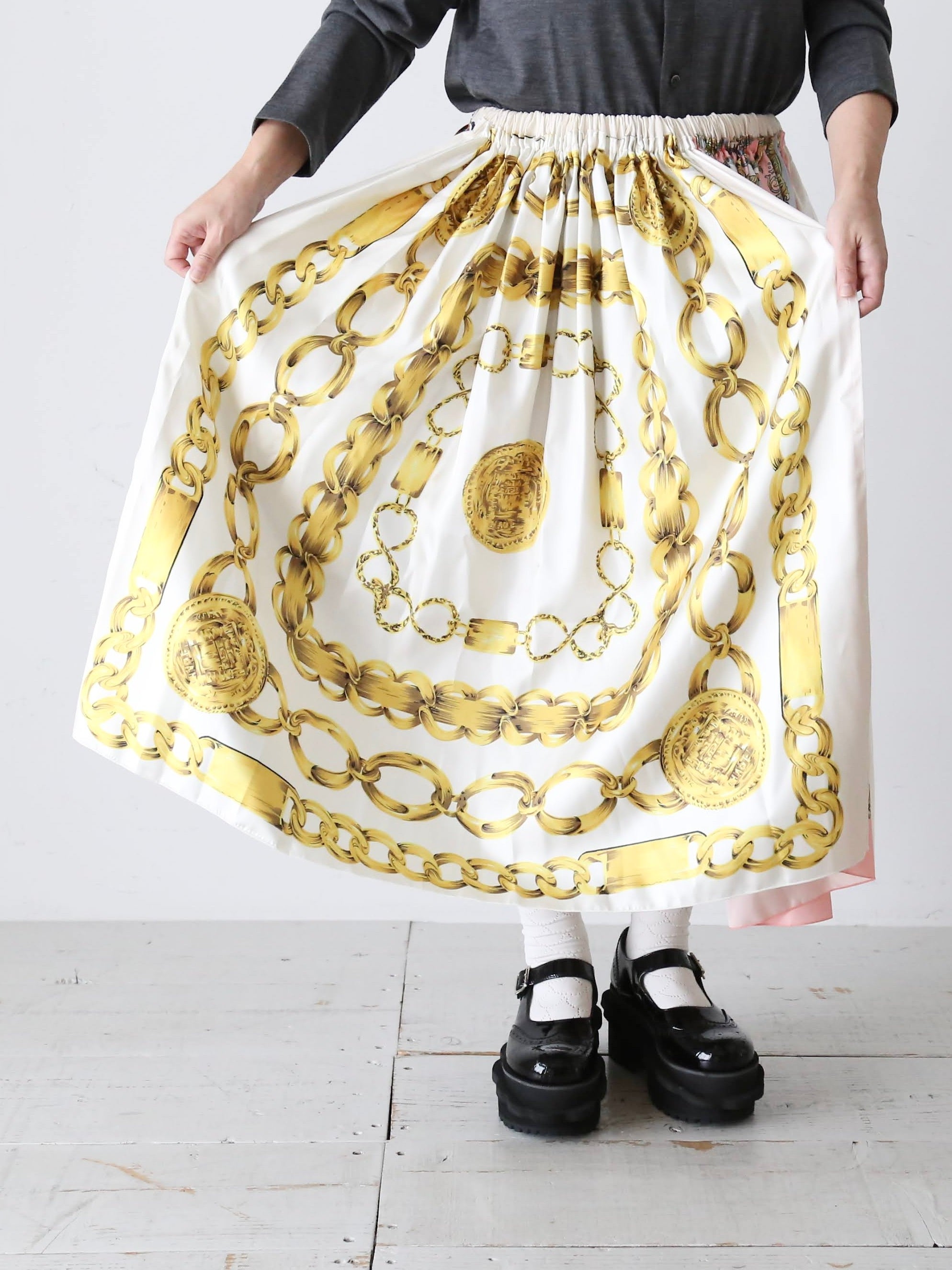 tao エステルスカーフ柄プリントMIXスカートB柄 [TP-S016-051-B]