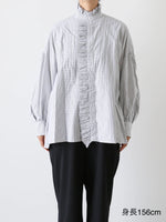 画像をギャラリービューアに読み込む, TOUJOURS バンドカラービショップスリーブラッフルシャツ [YM43PS02]
