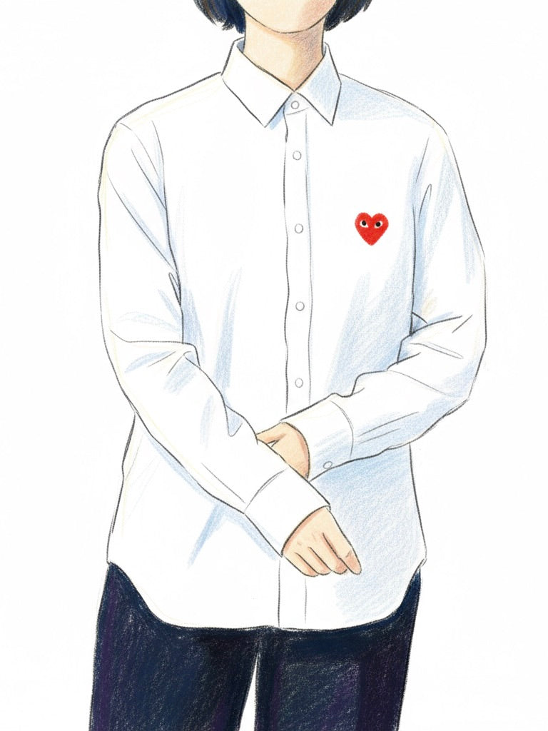 PLAY COMME des GARCONS ブラウス(ホワイト×レッド) [AX-B002-051]