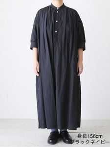 TOUJOURS ハーフビショップスリーブ プリーテッドシャツドレス 