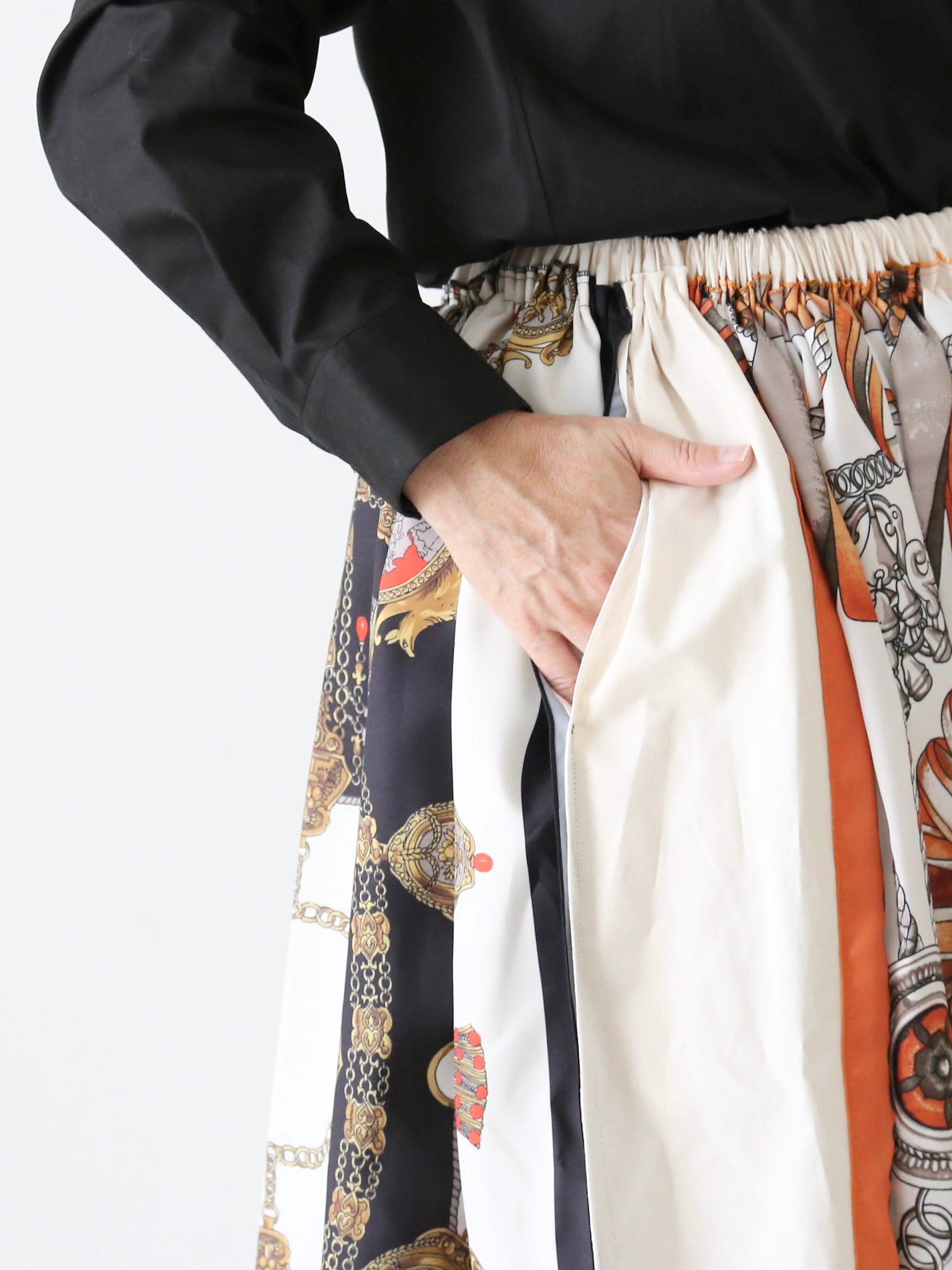 tao エステルスカーフ柄プリントMIXスカートA柄 [TP-S016-051-A]