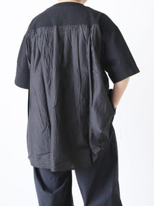 TOUJOURS コンビネーションTシャツ コットン×シルク ブラック 肘丈 – CREER