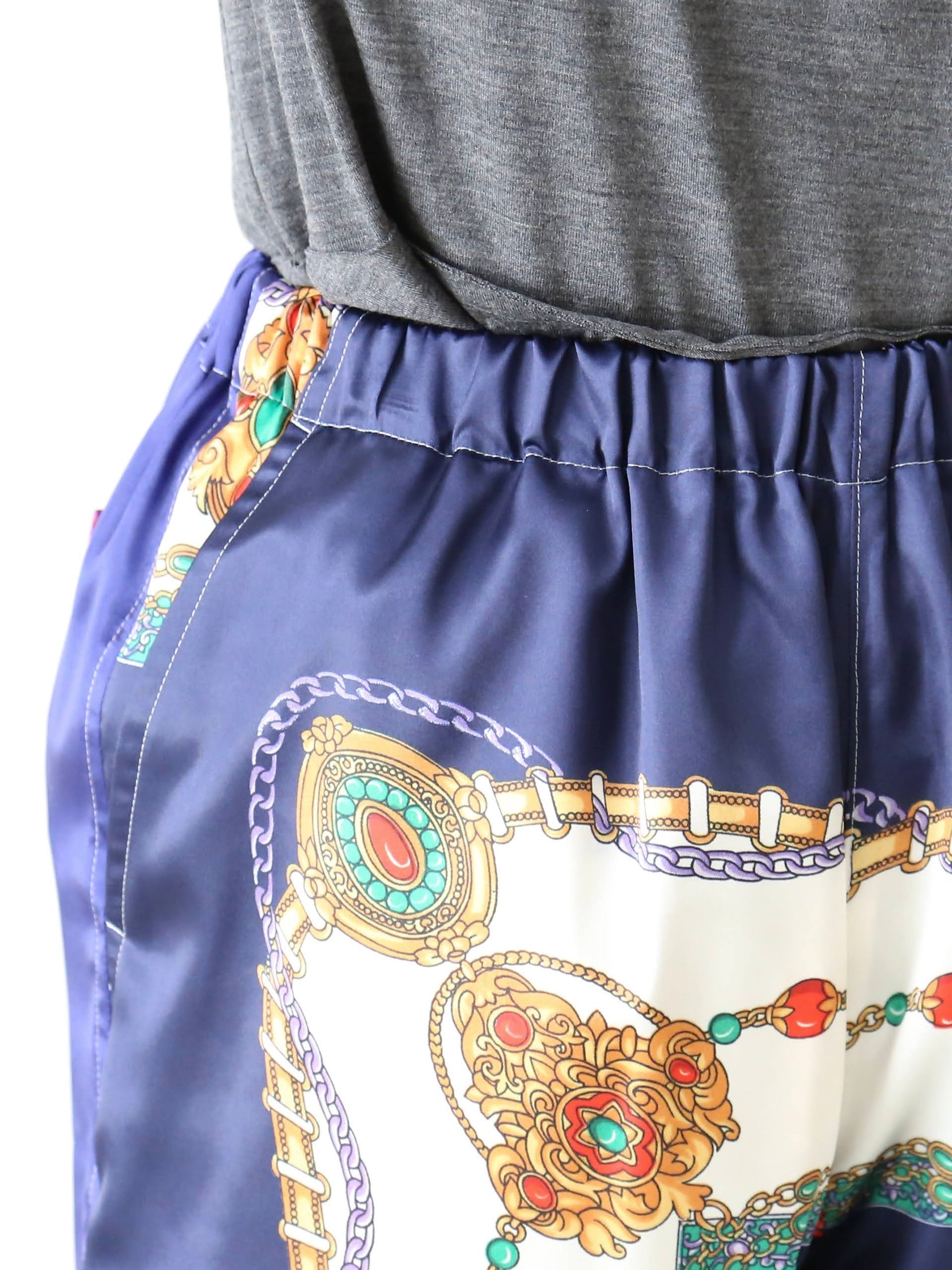 tao エステルスカーフ柄プリントMIXパンツ B柄 [TP-P006-051-B]