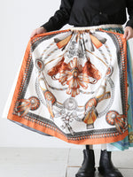 画像をギャラリービューアに読み込む, tao エステルスカーフ柄プリントMIXスカートA柄 [TP-S016-051-A]
