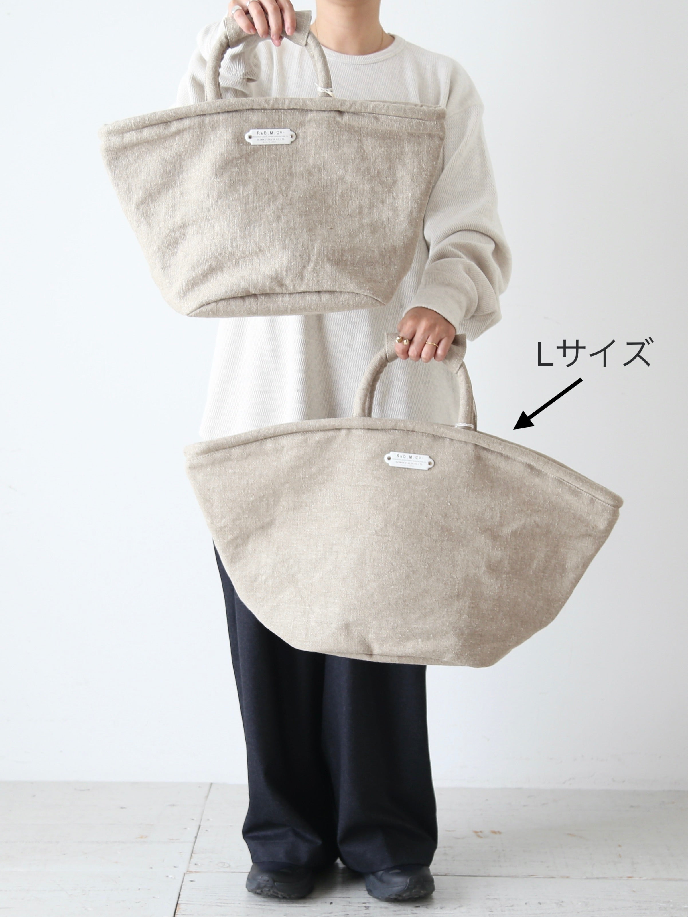 R&D.M.Co-☆今期新品未使用LINEN MARCHE BAG ブラック 50%OFF】(6947）/ R&D.M.Co-/OLDMANS TAILOR(アールアンドディーエム