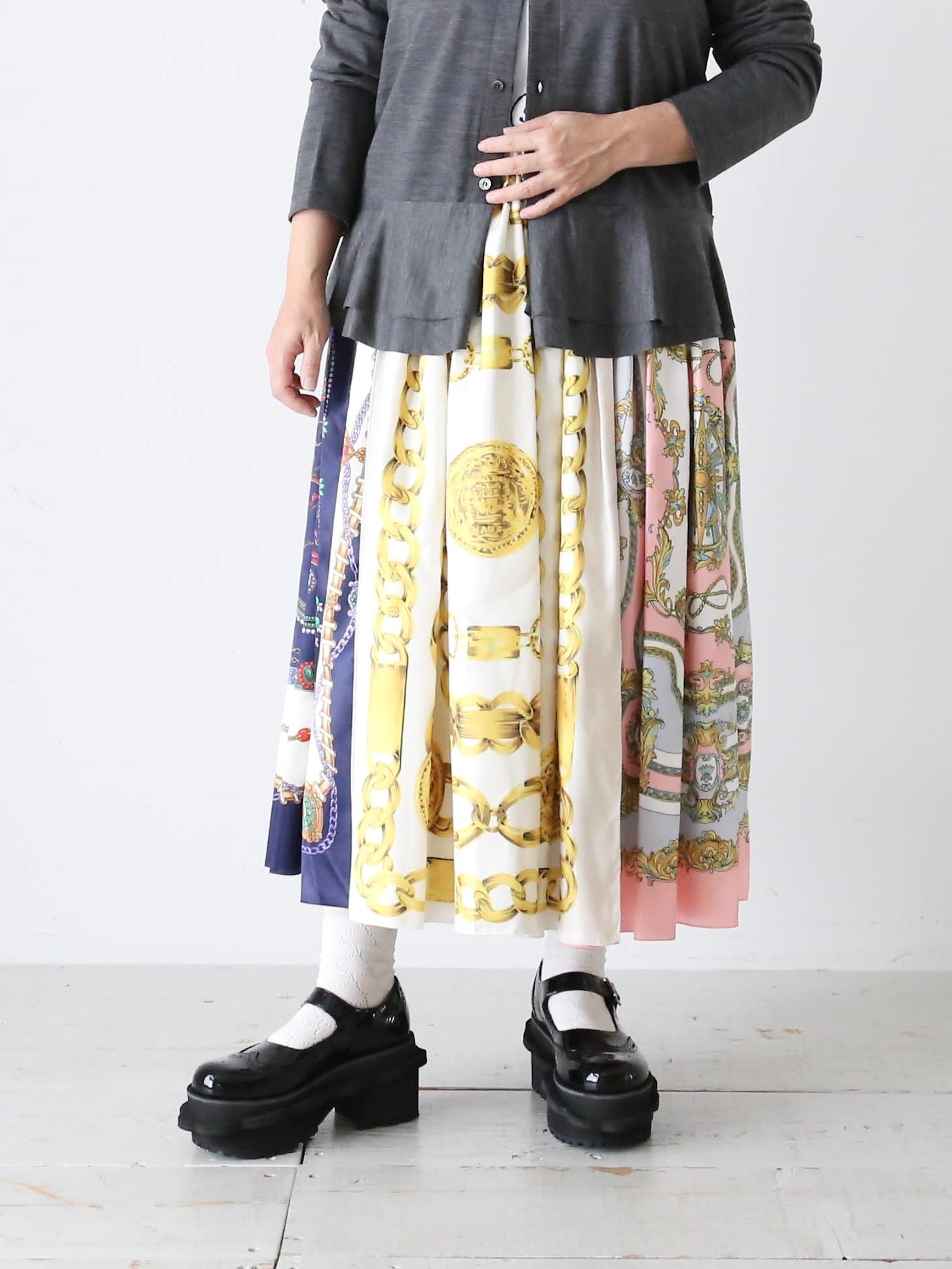 tao エステルスカーフ柄プリントMIXスカートB柄 [TP-S016-051-B]