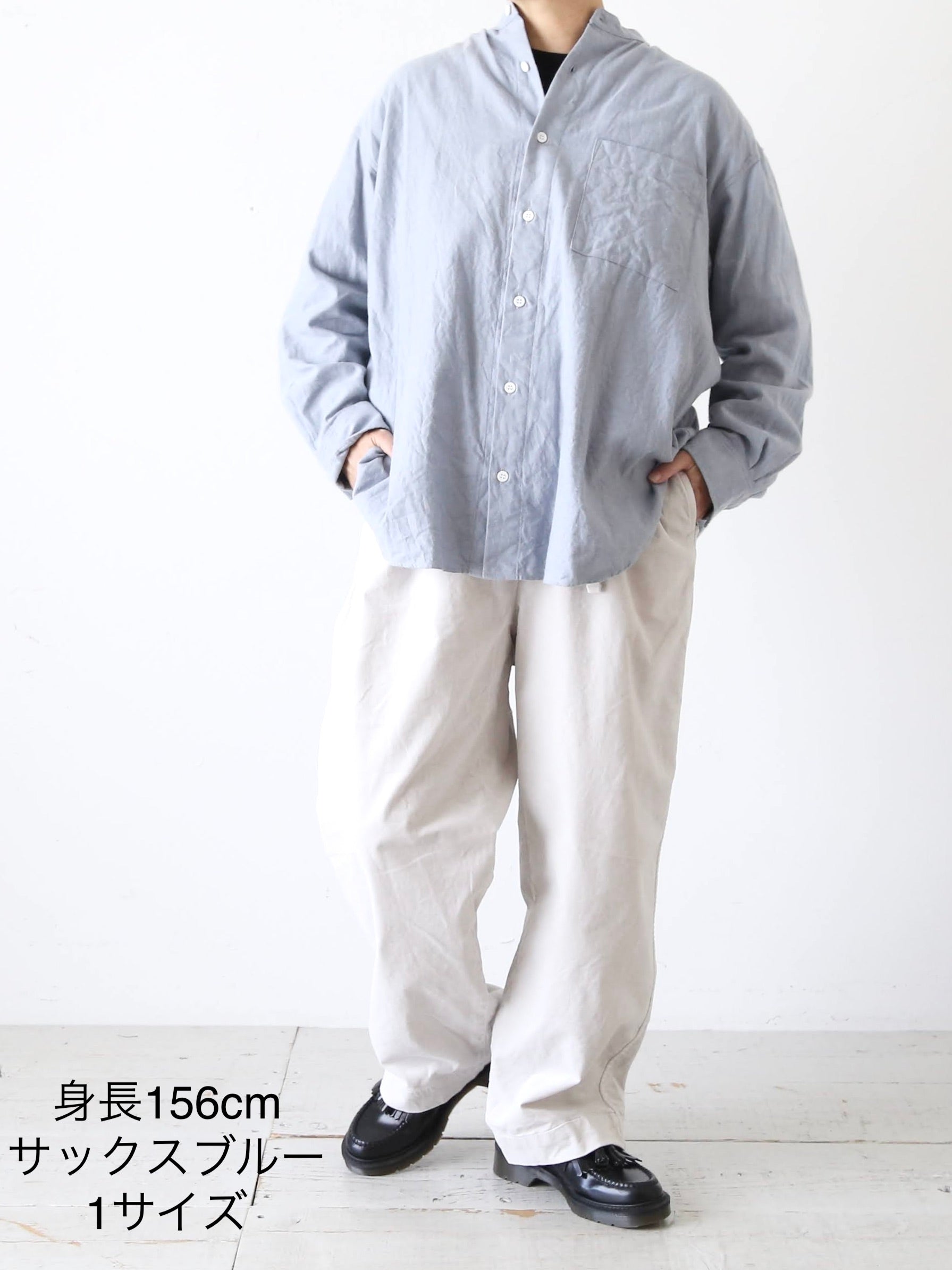 TOUJOURS バンドカラーバックギャザーシャツ [IM43LS03]