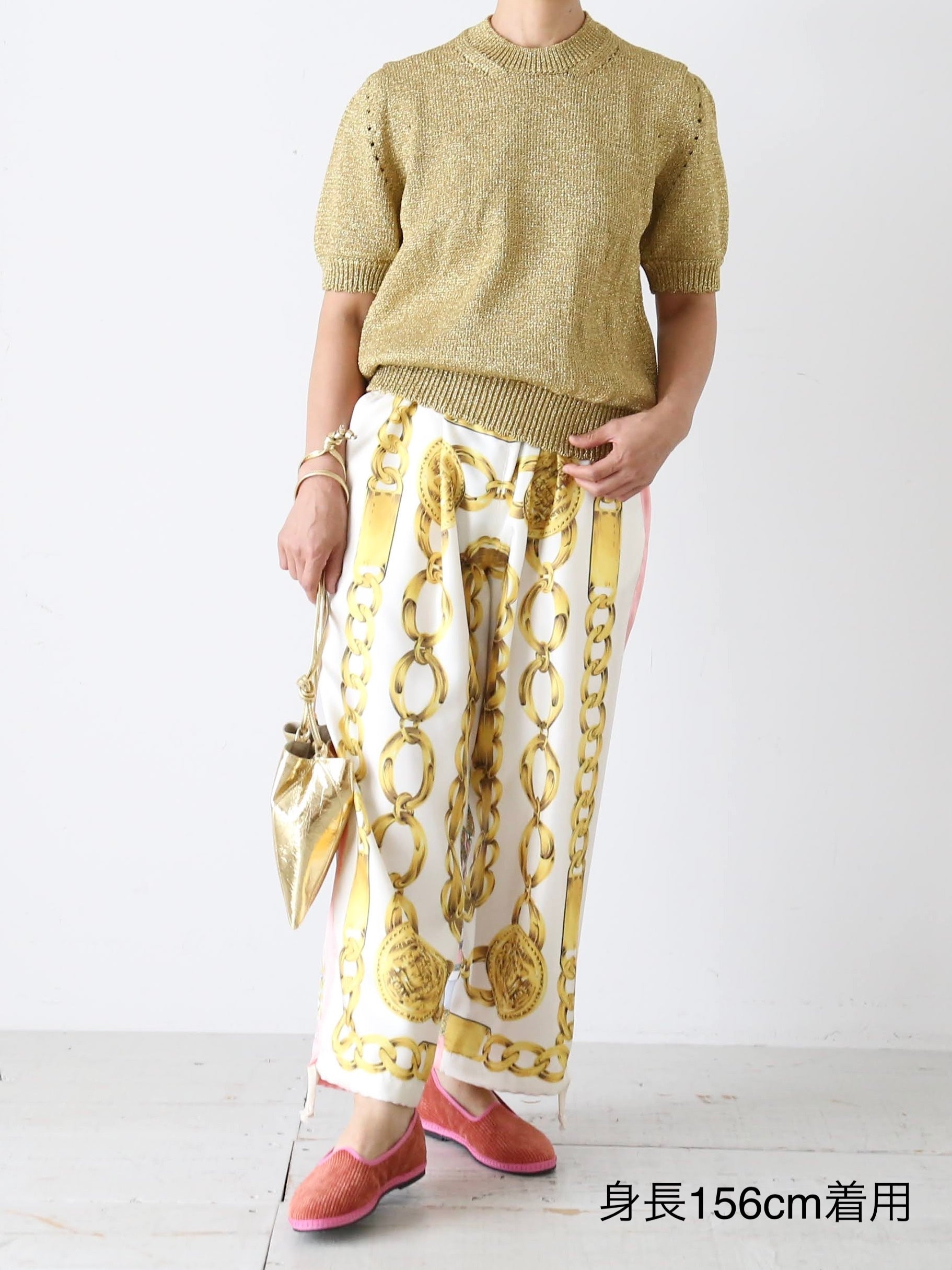 tao エステルスカーフ柄プリントMIXパンツ C柄 [TP-P006-051-C]