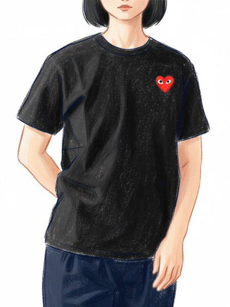 PLAY COMME des GARCONS Tシャツ(ブラック×レッドハート) [AX-T108-051