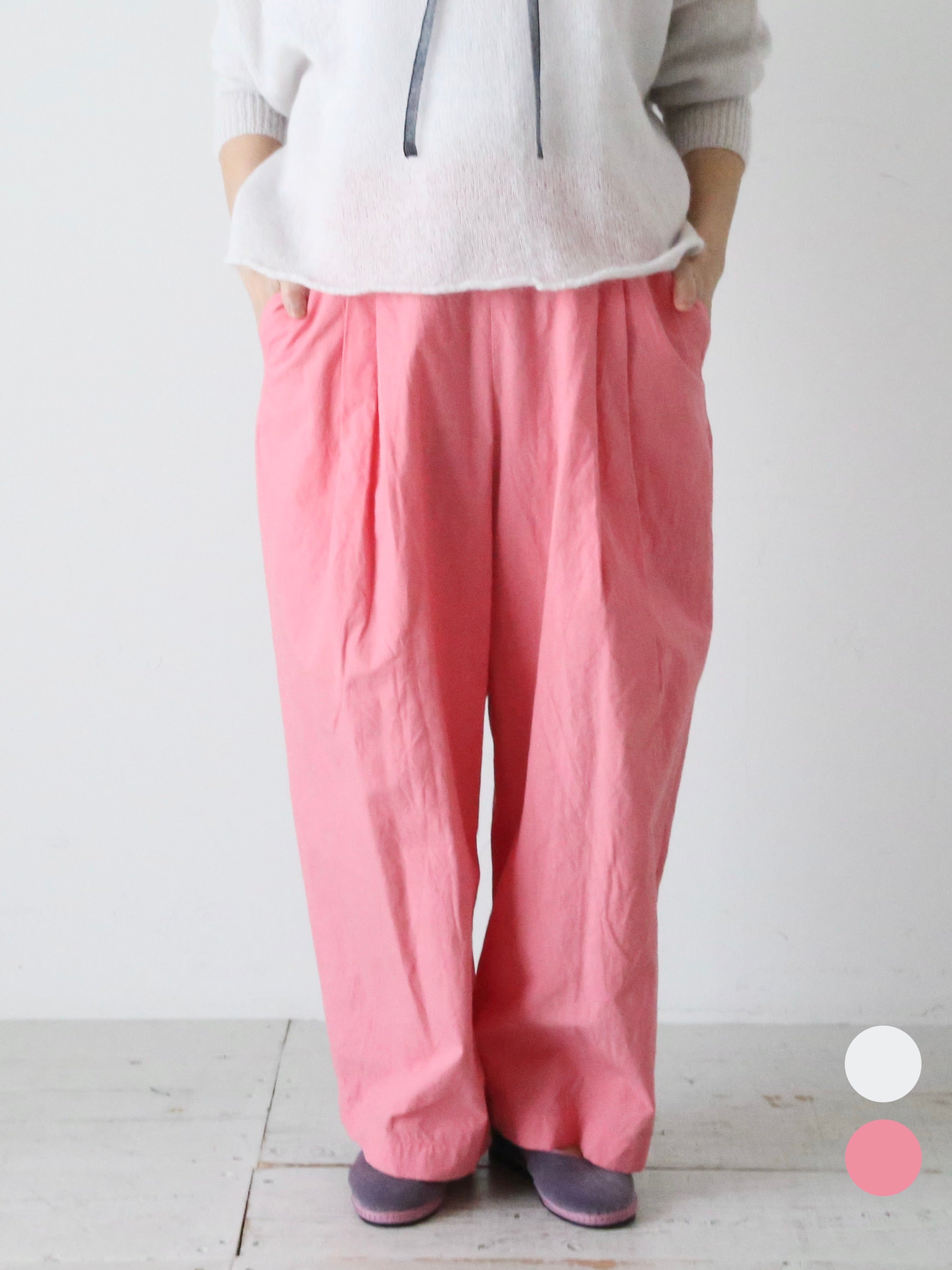 パンツ suzukitakayuki shalwarpants calamintpink suzuki takayuki イージーパンツ ワイド ダブルタック 2色 – CREER