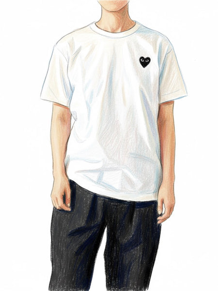 コムデギャルソン プレイ シャツ プレイ コムデギャルソン ワンポイント黒ハート 半袖Tシャツ-黒-ユニ