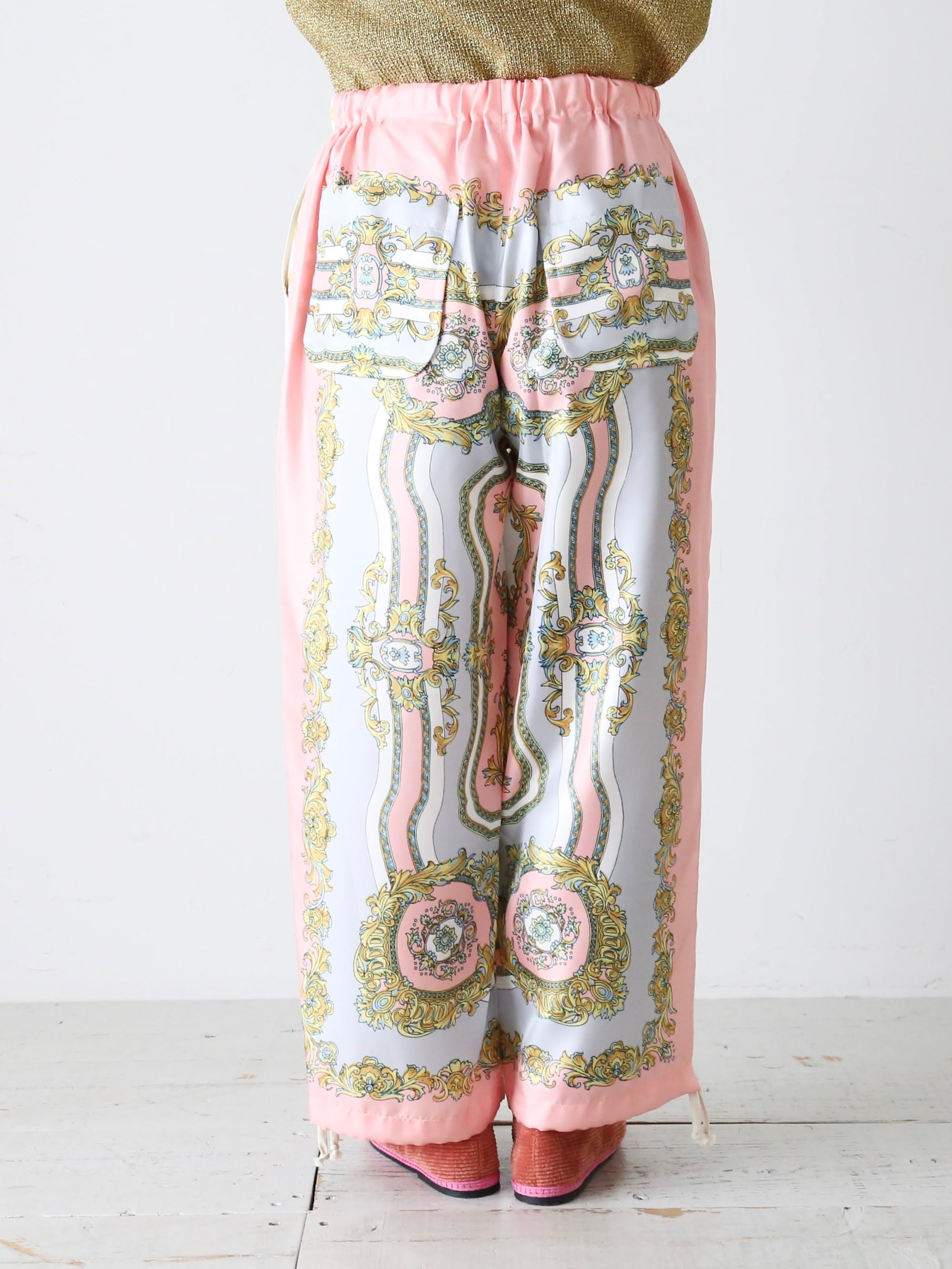 tao エステルスカーフ柄プリントMIXパンツ C柄 [TP-P006-051-C]