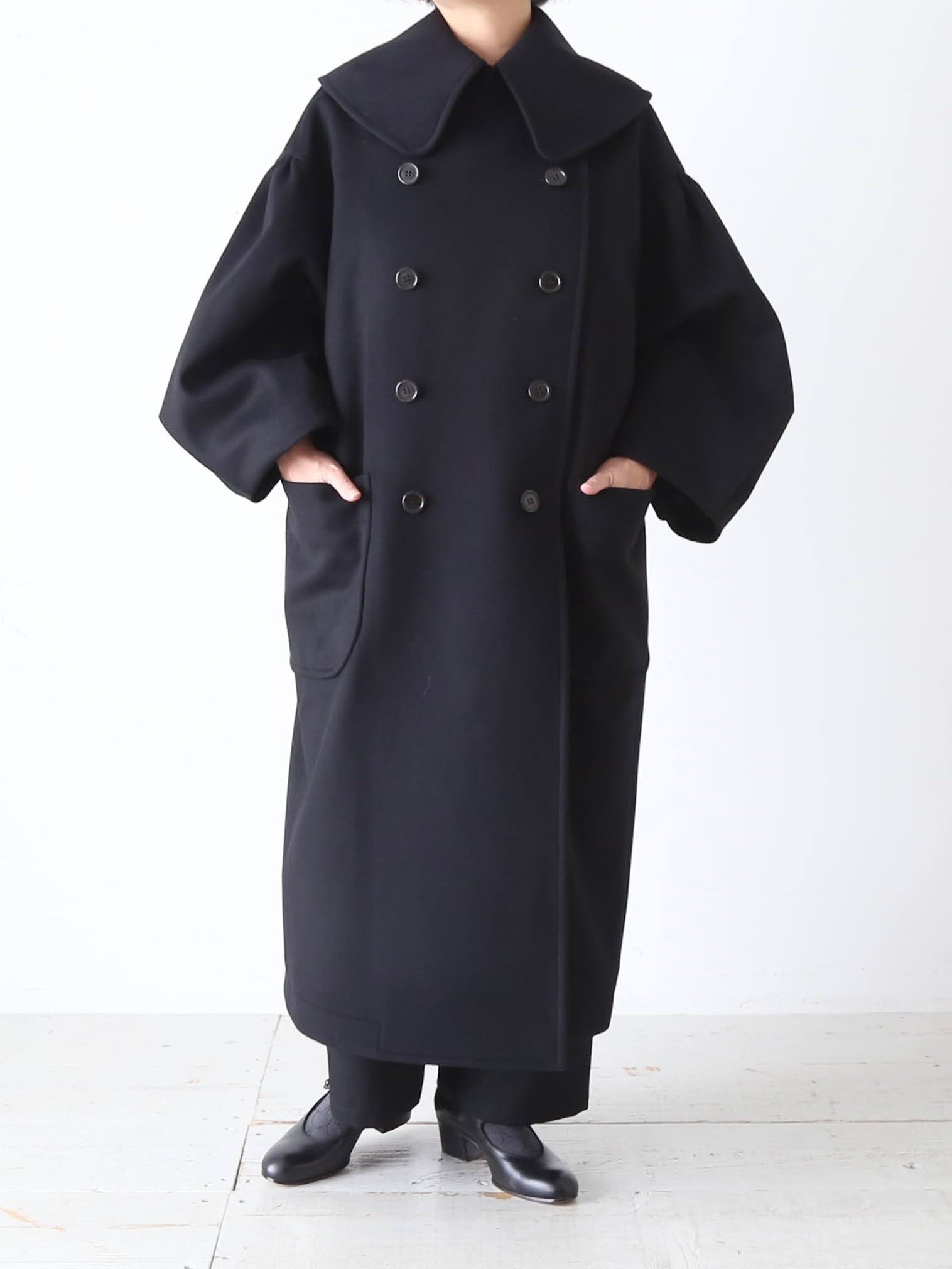 noir kei ninomiya ウールカシミヤメルトンコート [3P-C004-051]