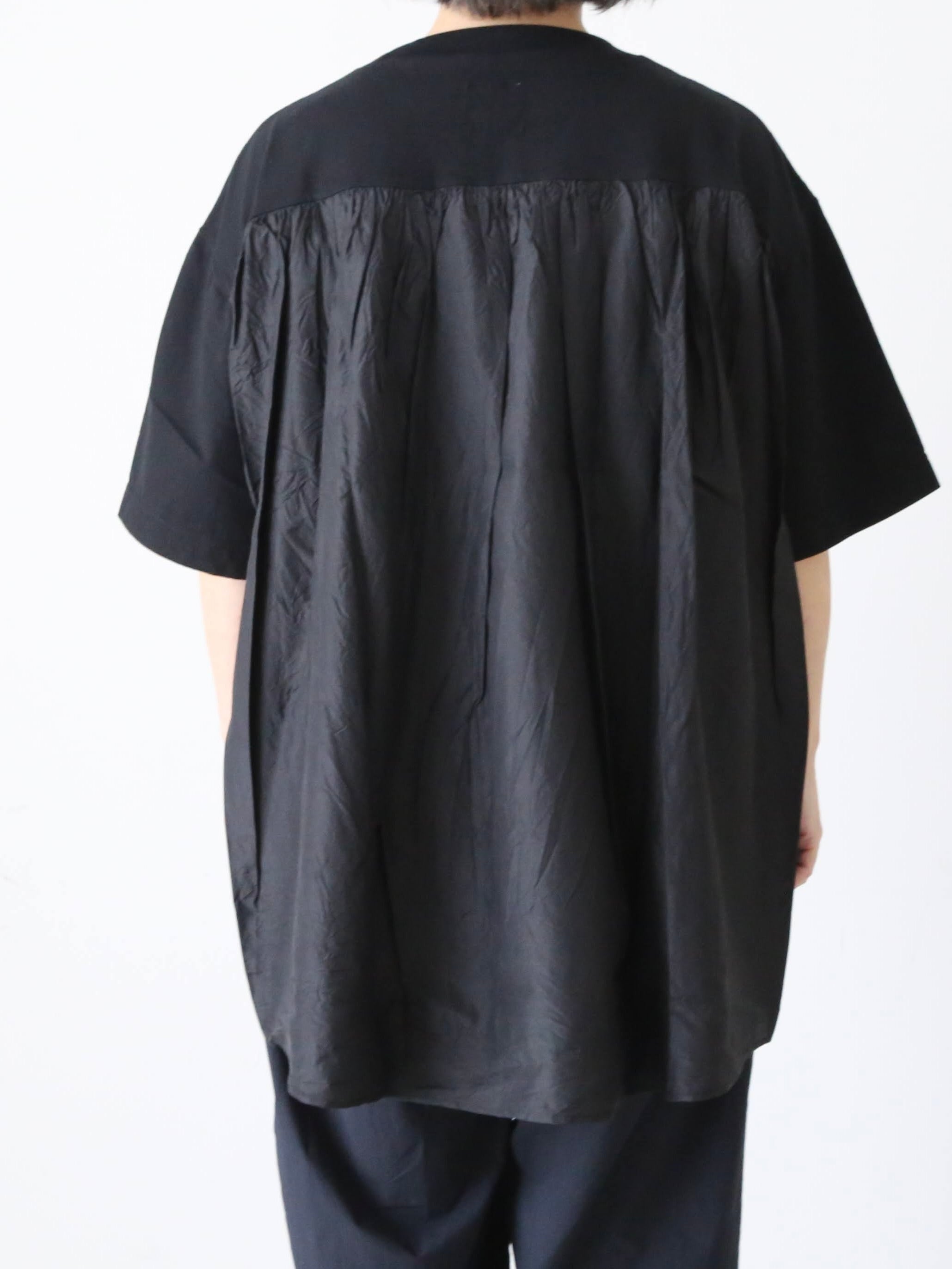 TOUJOURS コンビネーションTシャツ コットン×シルク ブラック 肘丈 – CREER