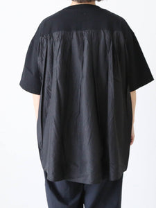 TOUJOURS コンビネーションTシャツ コットン×シルク ブラック 肘丈 – CREER