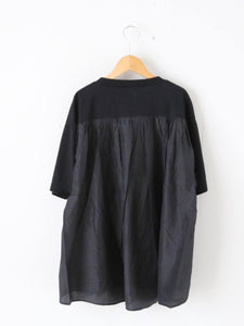 TOUJOURS コンビネーションTシャツ コットン×シルク ブラック 肘丈 – CREER
