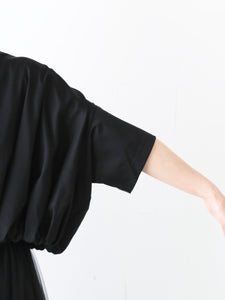 noir kei ninomiya 綿ポンチ Tシャツ ギャザー ショート丈