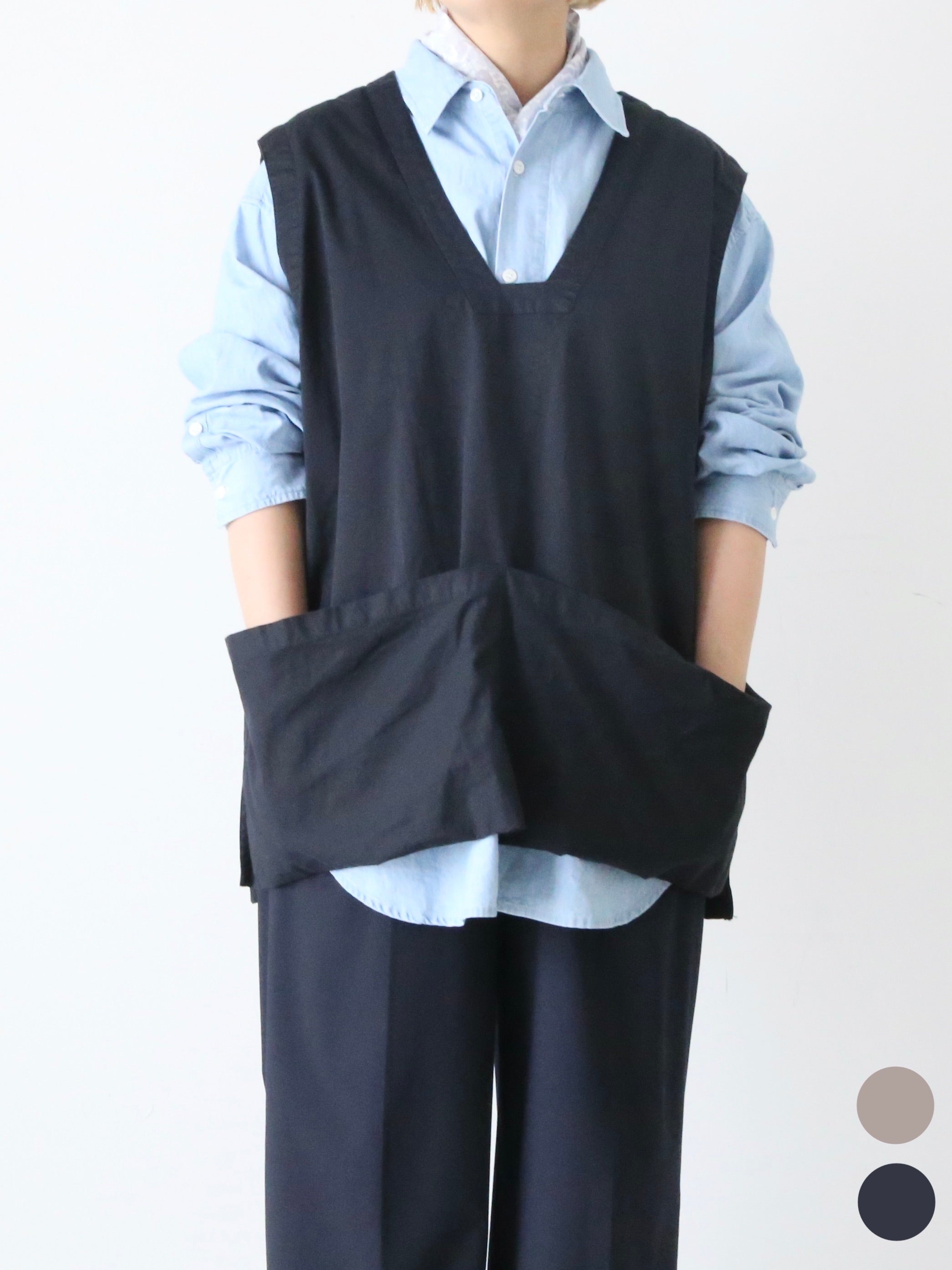 未使用級 25SS タグ付✨toujours Work Pullover ベスト TOUJOURS ワークプルオーバー ベスト コットンシルク 3色 – CREER